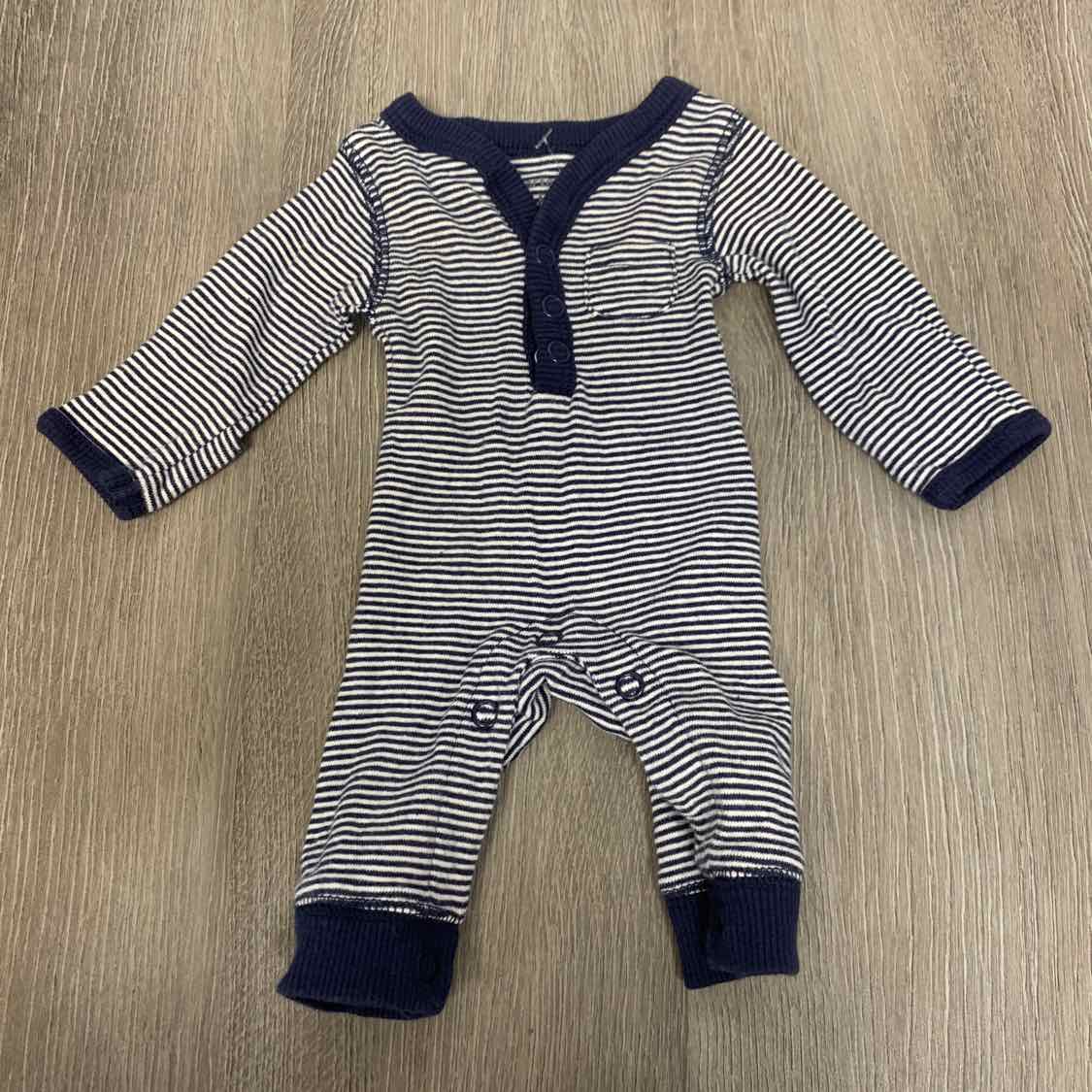Size Preemie Navy Striped Carter's Footy PJs