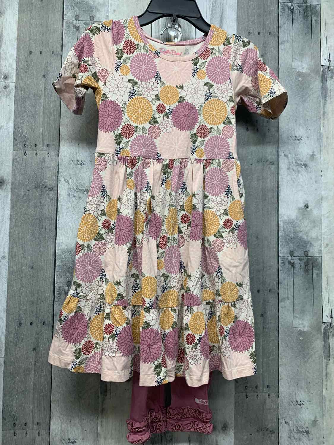 Size 8 Purple Print Ruffle Butts Shirt/Leggings