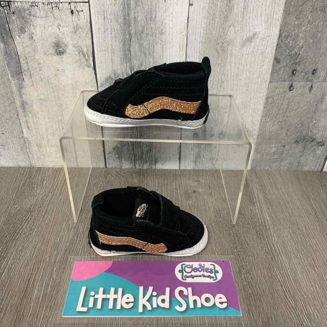 Size 3 Black/Gold Vans Soft Sole Shoes