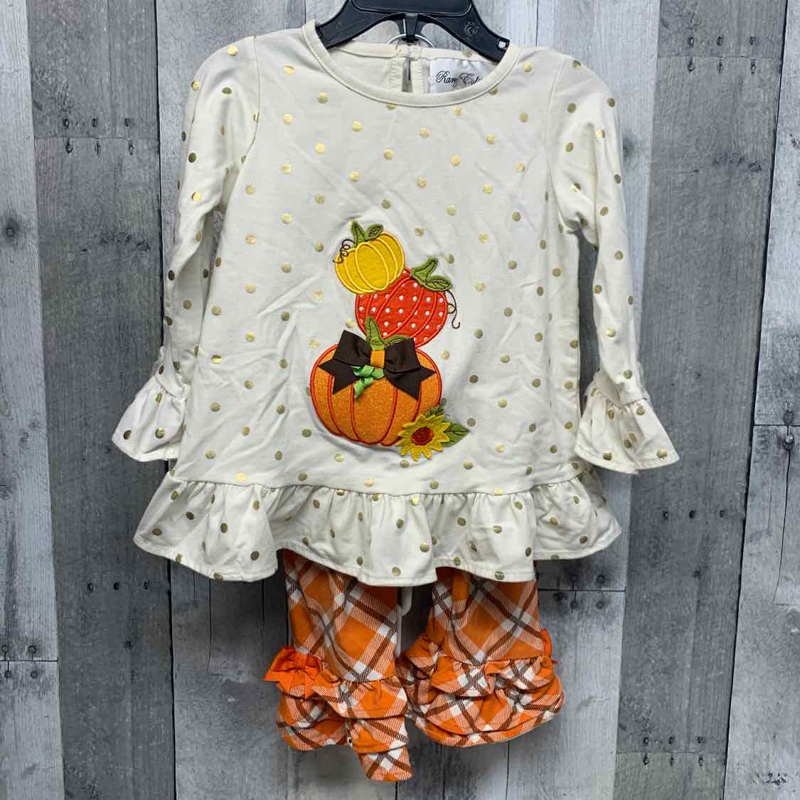 Size 24 Months Ivory/Orange Rare Editions Shirt/Pants