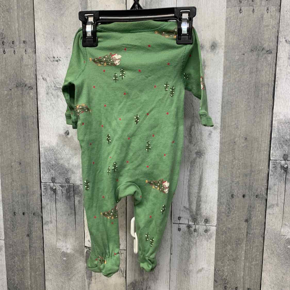 Size Newborn Green Print Peanuts Footy PJs