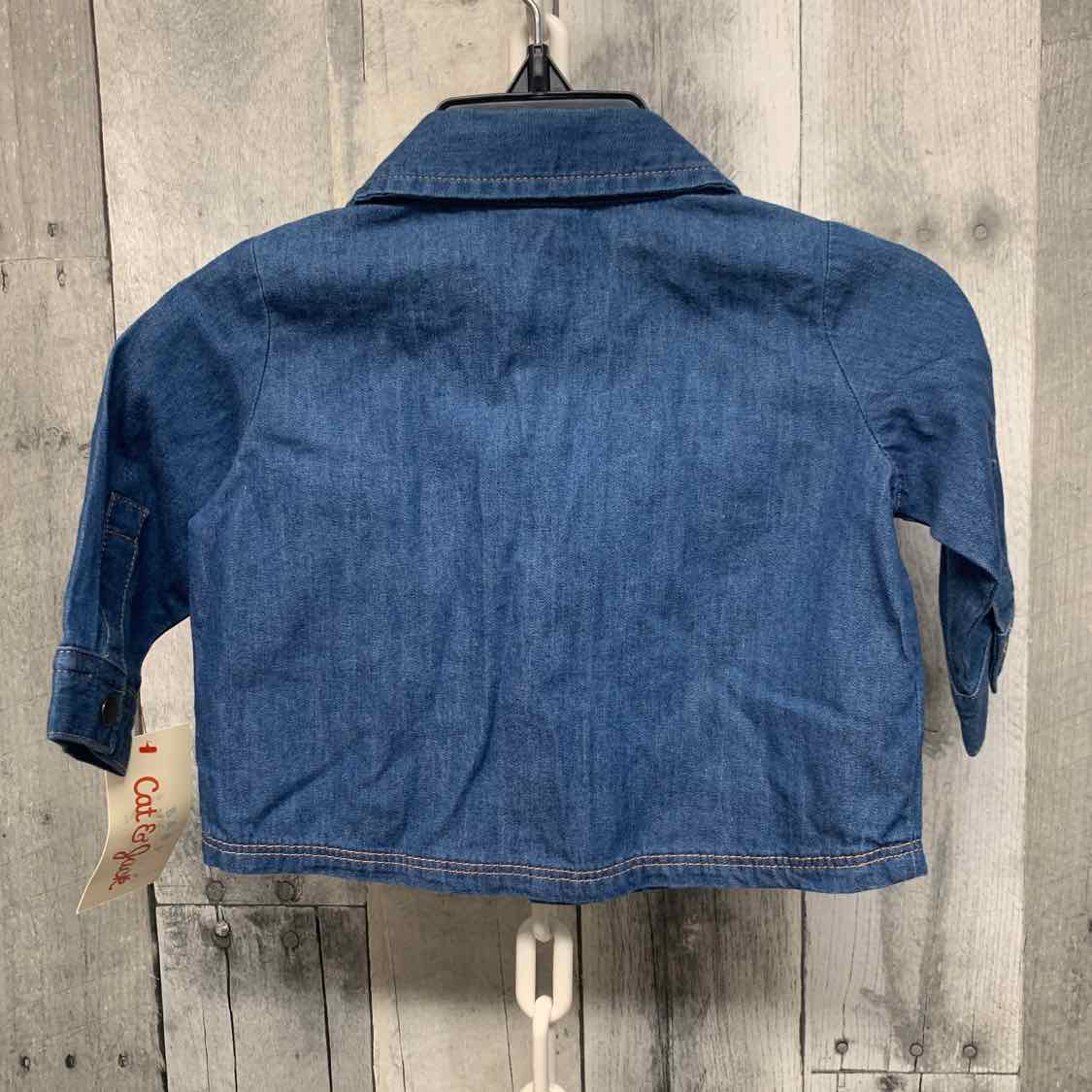 Size Newborn Denim Cat & Jack LS Button Up