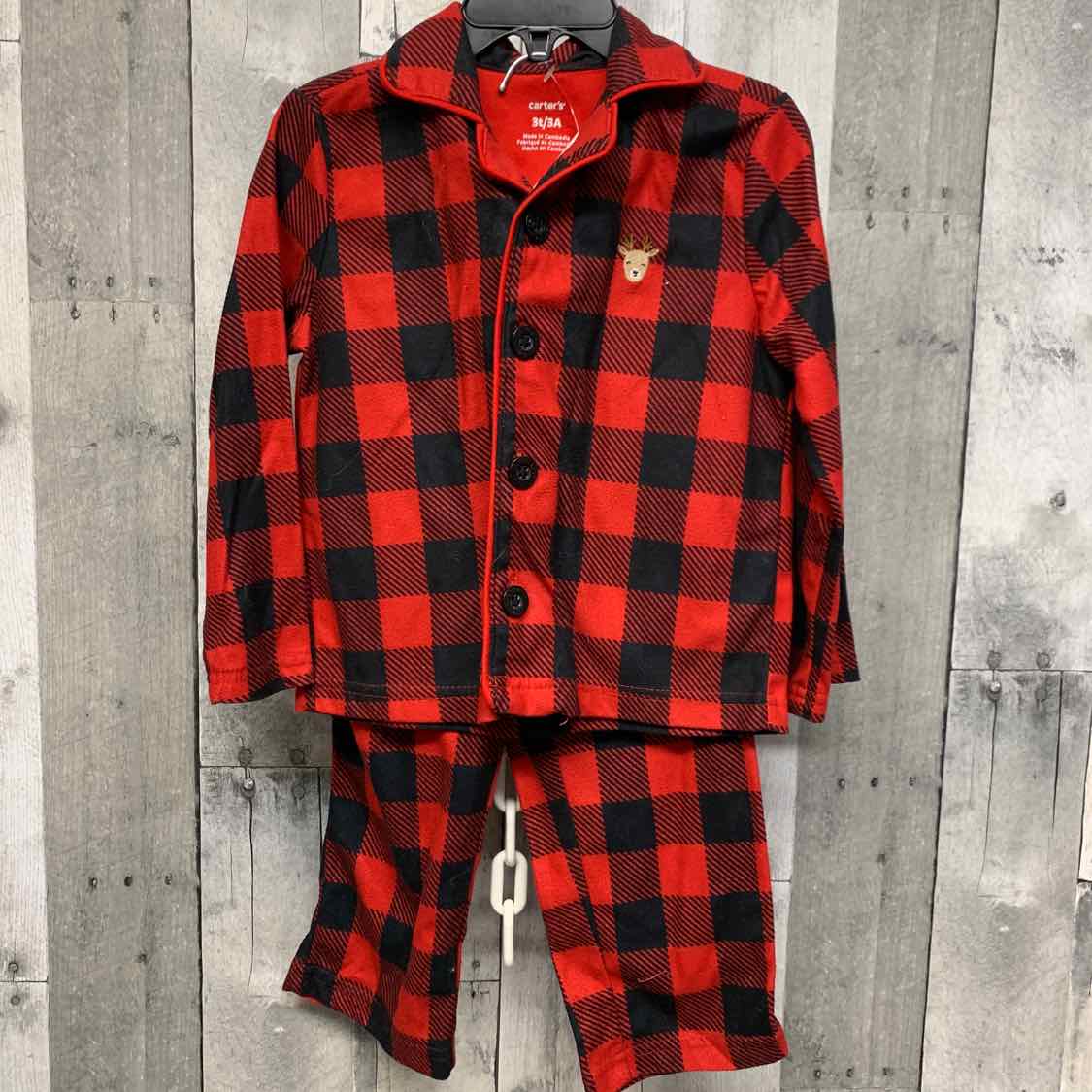 Size 3T Red Plaid Carter's 2pc PJs