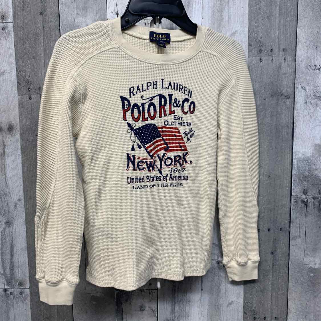 Size 6 Ivory Graphic Ralph Lauren Long Sleeve Shirt