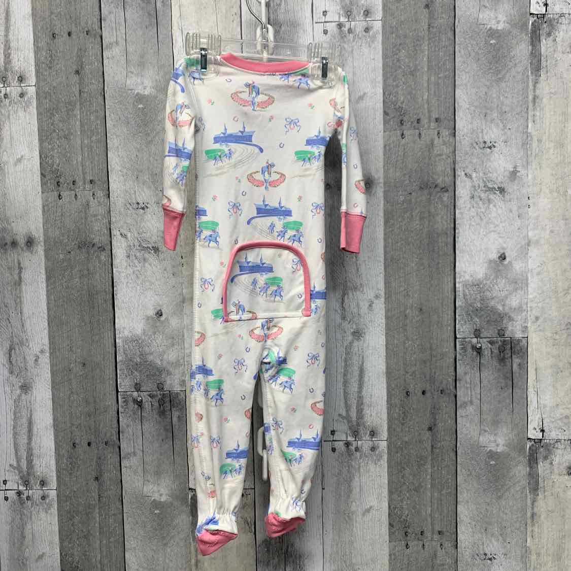 Size 6-12 Months White/Pink Name Brand Footy PJs