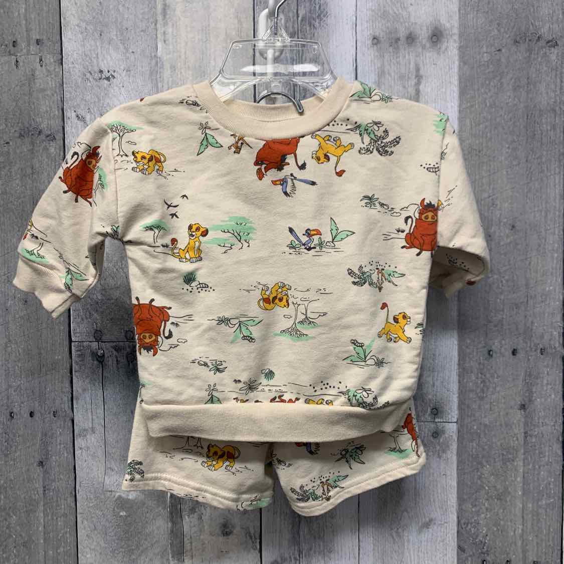 Size 3-6 Months Tan Print Disney Shirt/Shorts - OodlesCB