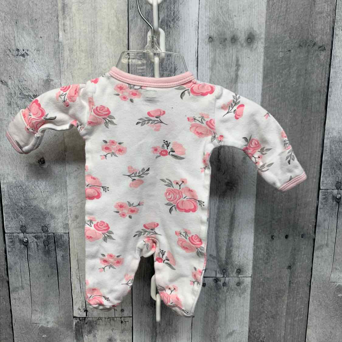 Size Preemie Pink Floral Print Mid Brand Footy PJs