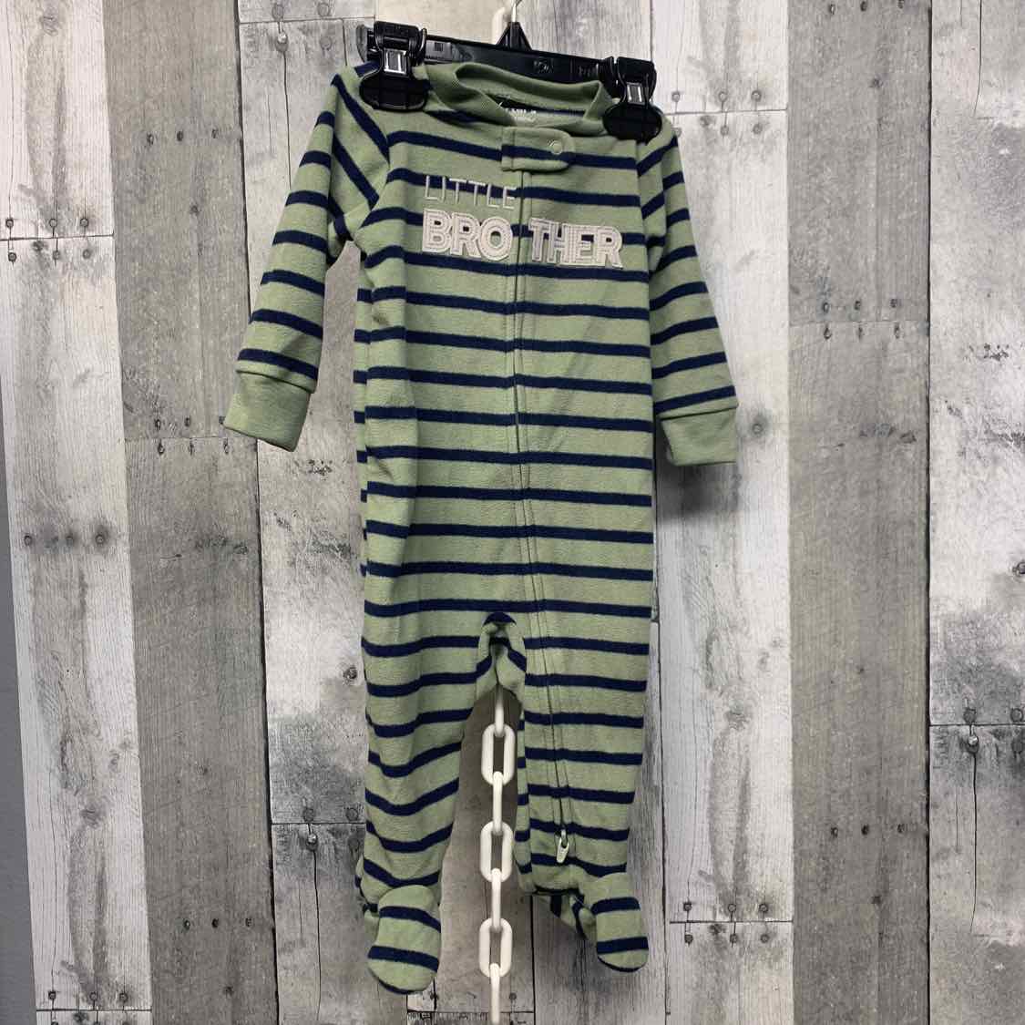 Size 3-6 Months Green/Navy Child of Mine Footy PJs