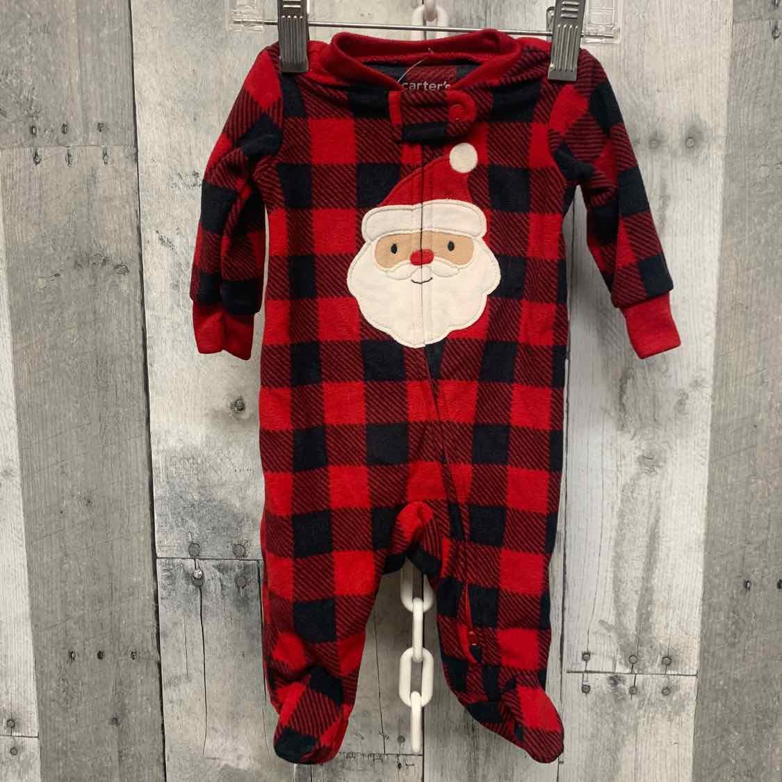 Size Newborn Red Plaid Child of Mine Footy PJs