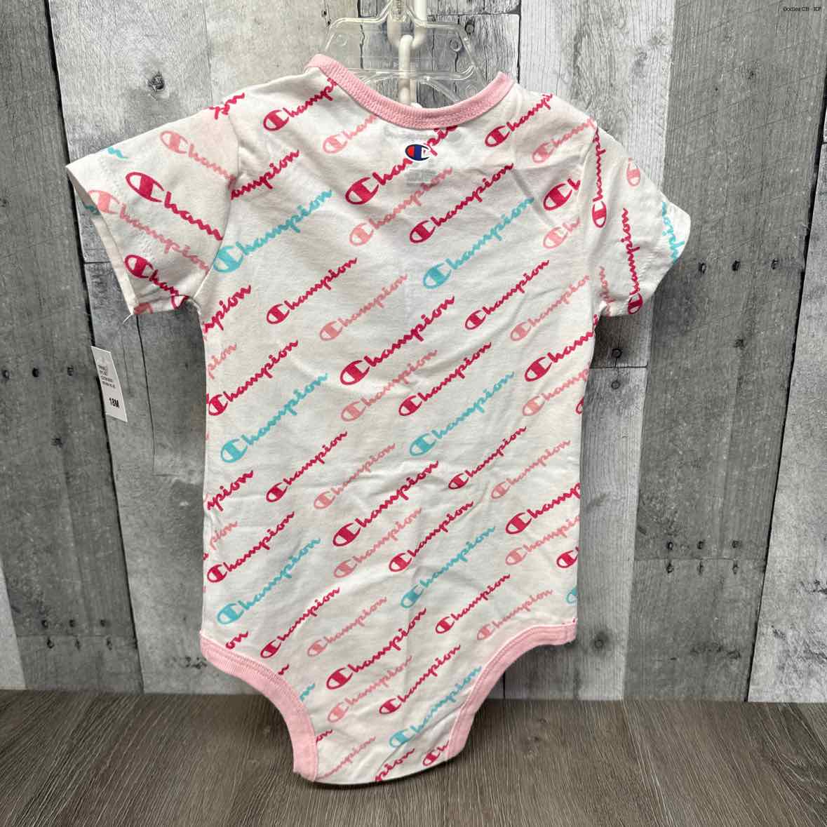 Size 18 Months White/Pink Champion Bodysuit