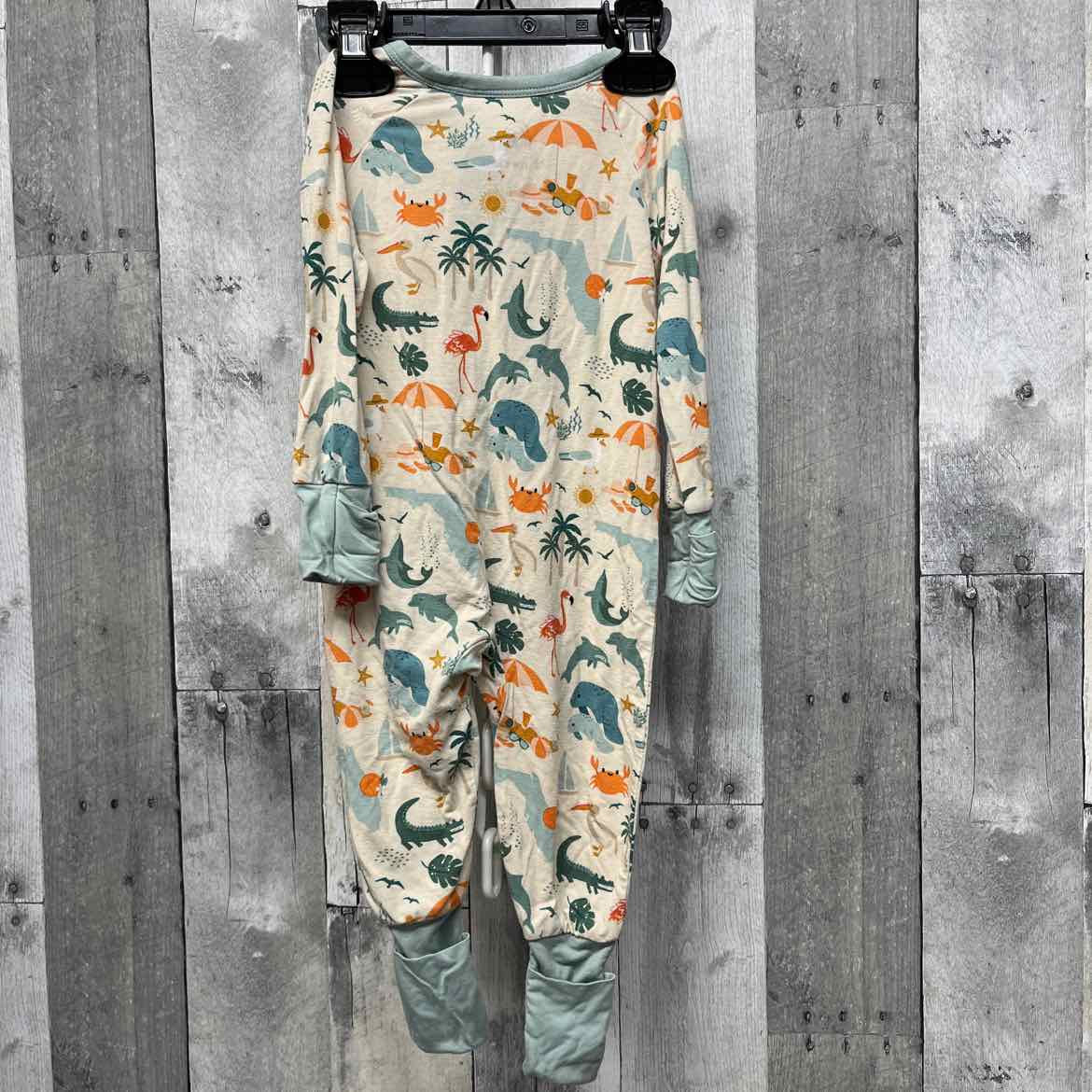 Size 3-6 Months Tan/Green Boutique Brand Footy PJs