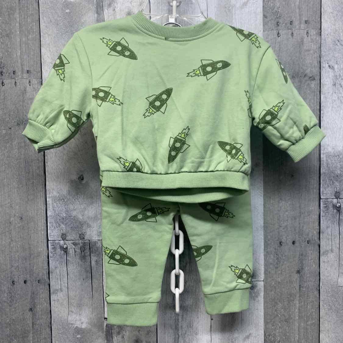 Size 3-6 Months Green Print Cat & Jack Sweats - 2pc