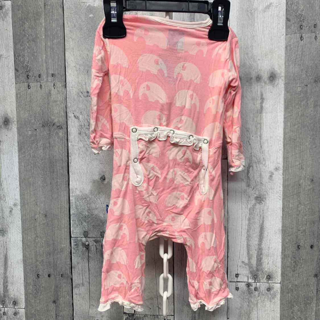 Size 0-3 Months Pink/White Bamboo Romper