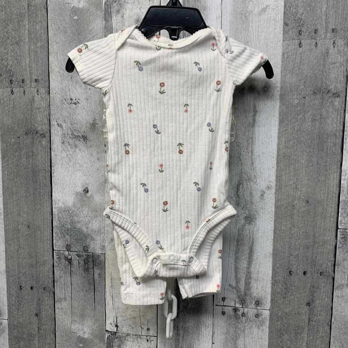 Size 3 Months White Floral Print Carter's Shirt/Leggings