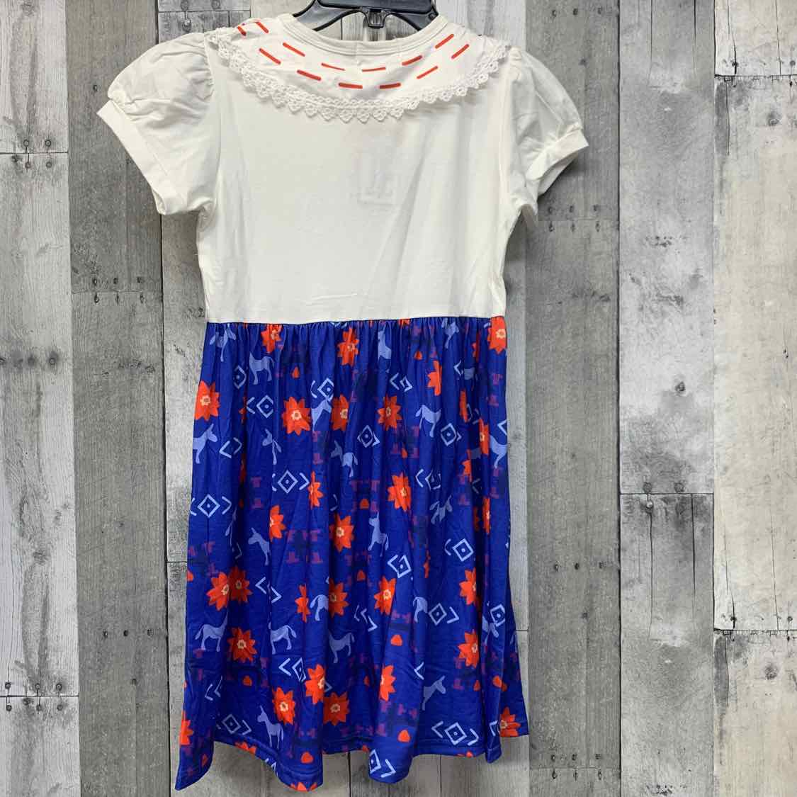 Size 9/10 White/Blue Presley Couture Dress - OodlesCB