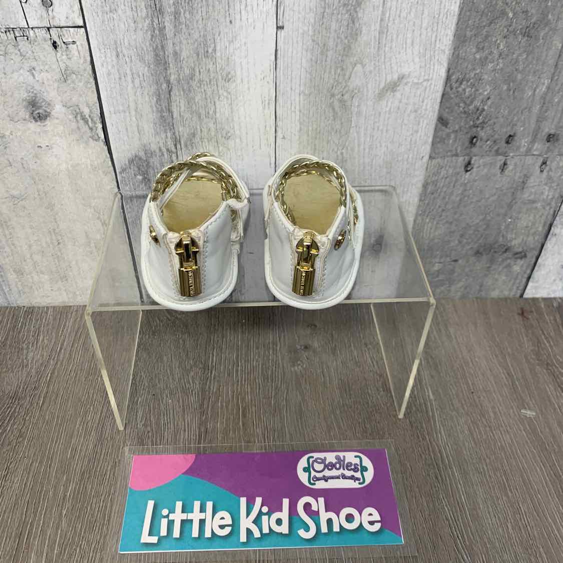 Size 2 White/Gold Michael Kors Sandals