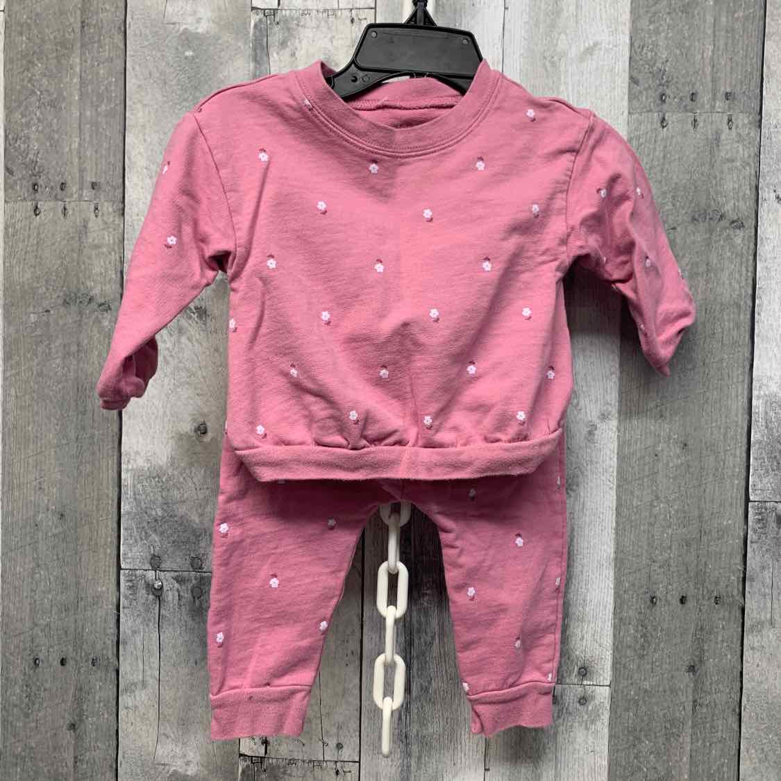 Size 9 Months Pink Floral Print Just One You Sweats - 2pc