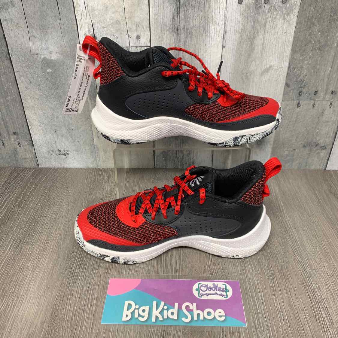 Size 4.5 Black/Red Sport Brand Sneakers