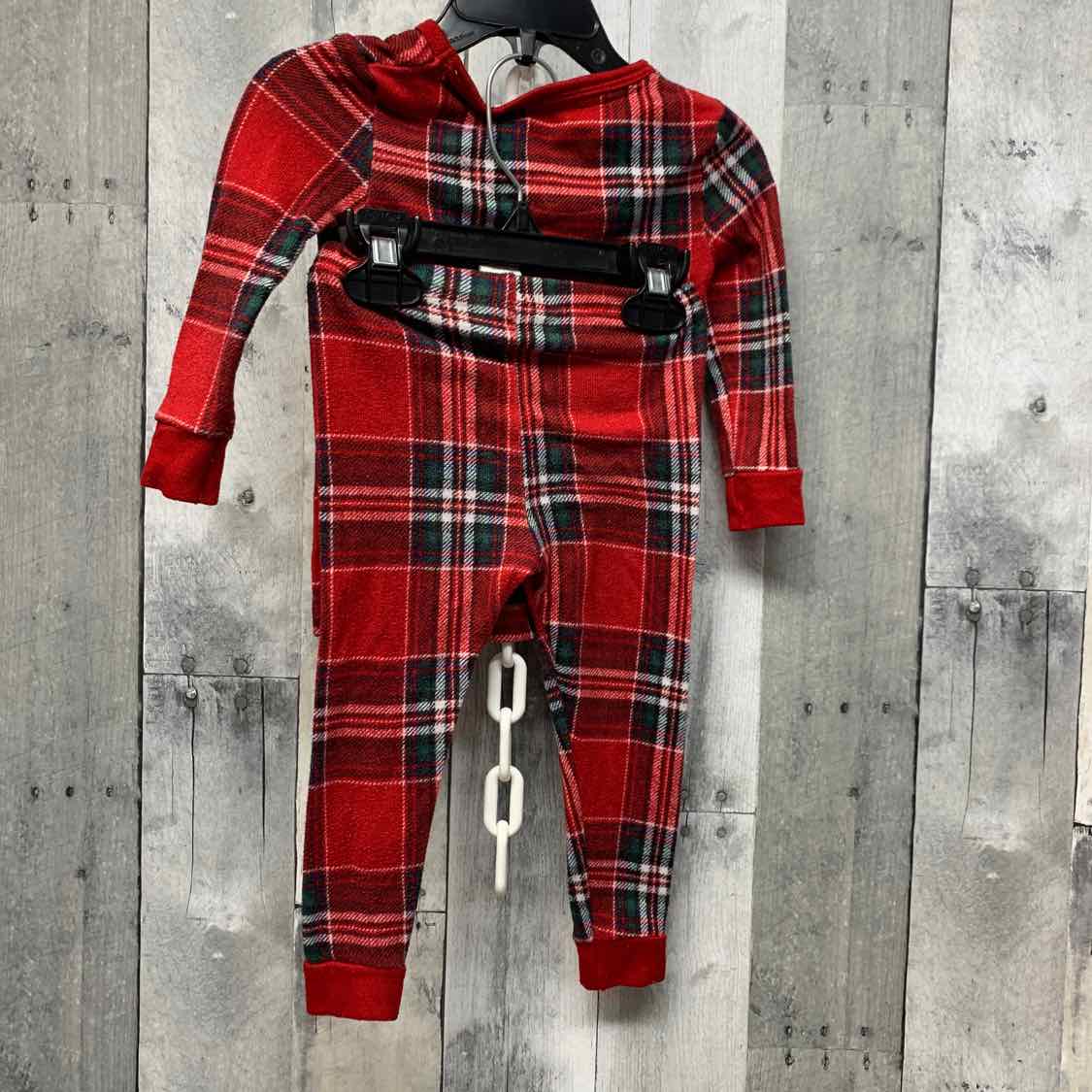 Size 18 Months Red Plaid B Brand 2pc PJs