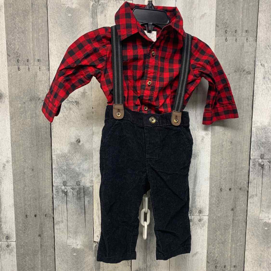 Size 6 Months Red/Black Just One You Shirt/Pants
