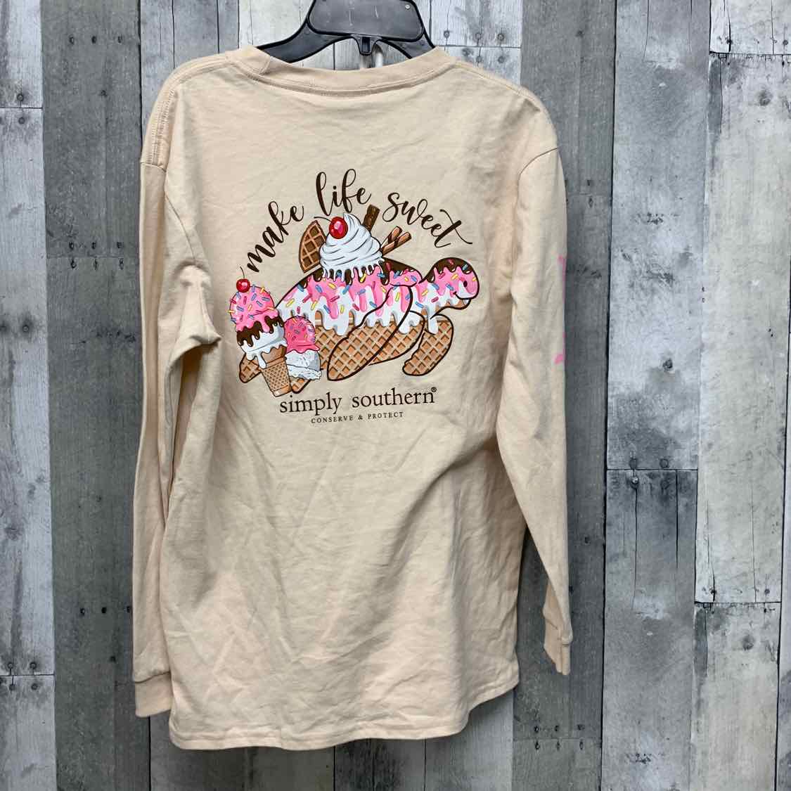 Size Large Tan Graphic Simply Southern Long Sleeve Shirt