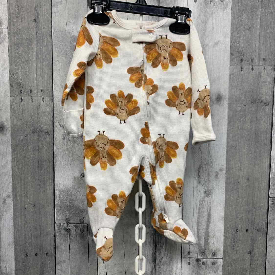 Size 0-3 Months White Graphic Child of Mine Footy PJs