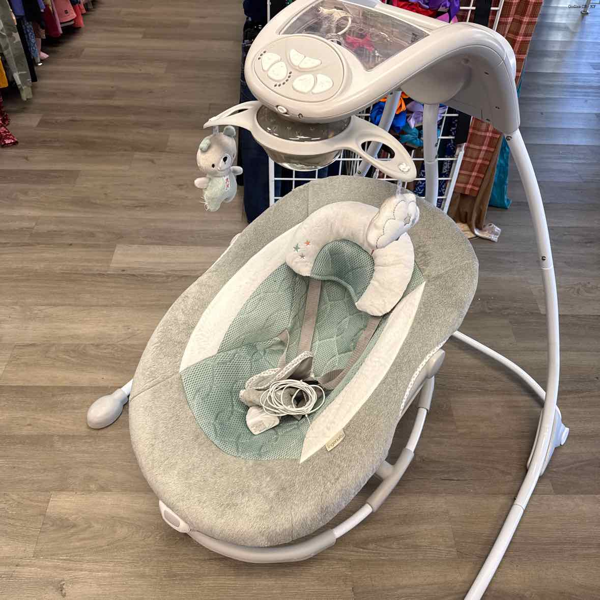 Ingenuity Teal/White Swing w/ Pwr Plug