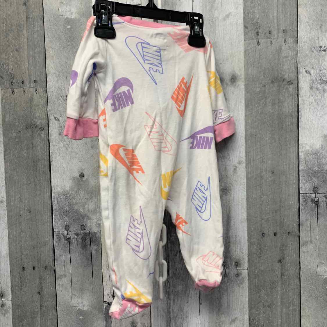 Size 6 Months White Print Sport Brand Footy PJs - OodlesCB