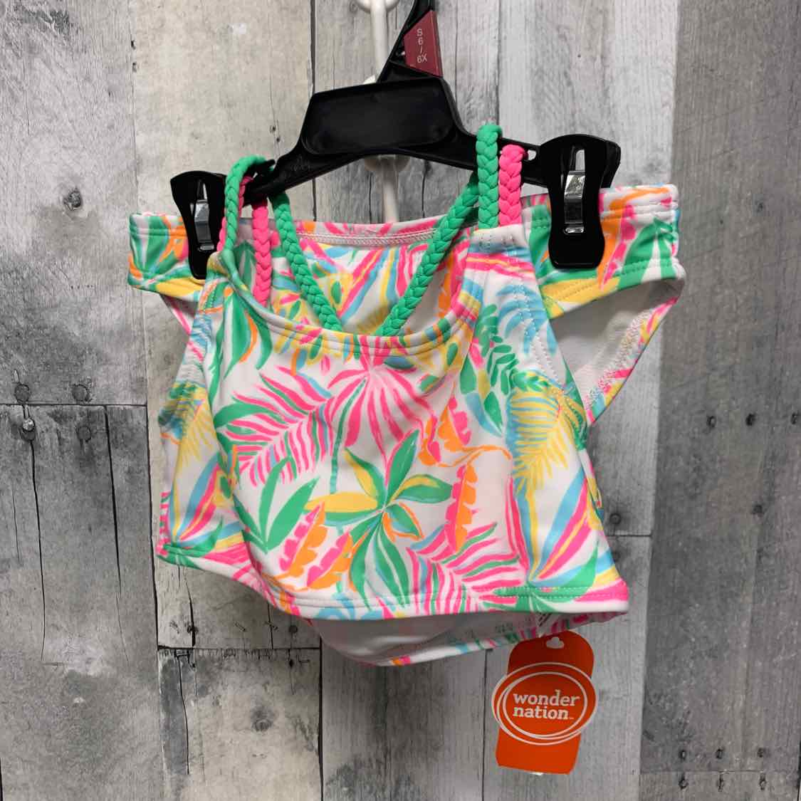 Size 6/6X White/Green Wonder Nation Swim Suit - 2pc+ - OodlesCB