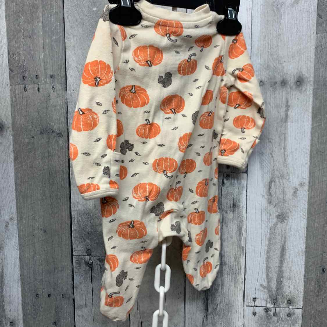Size 3 Months Ivory/Orange Carter's Footy PJs