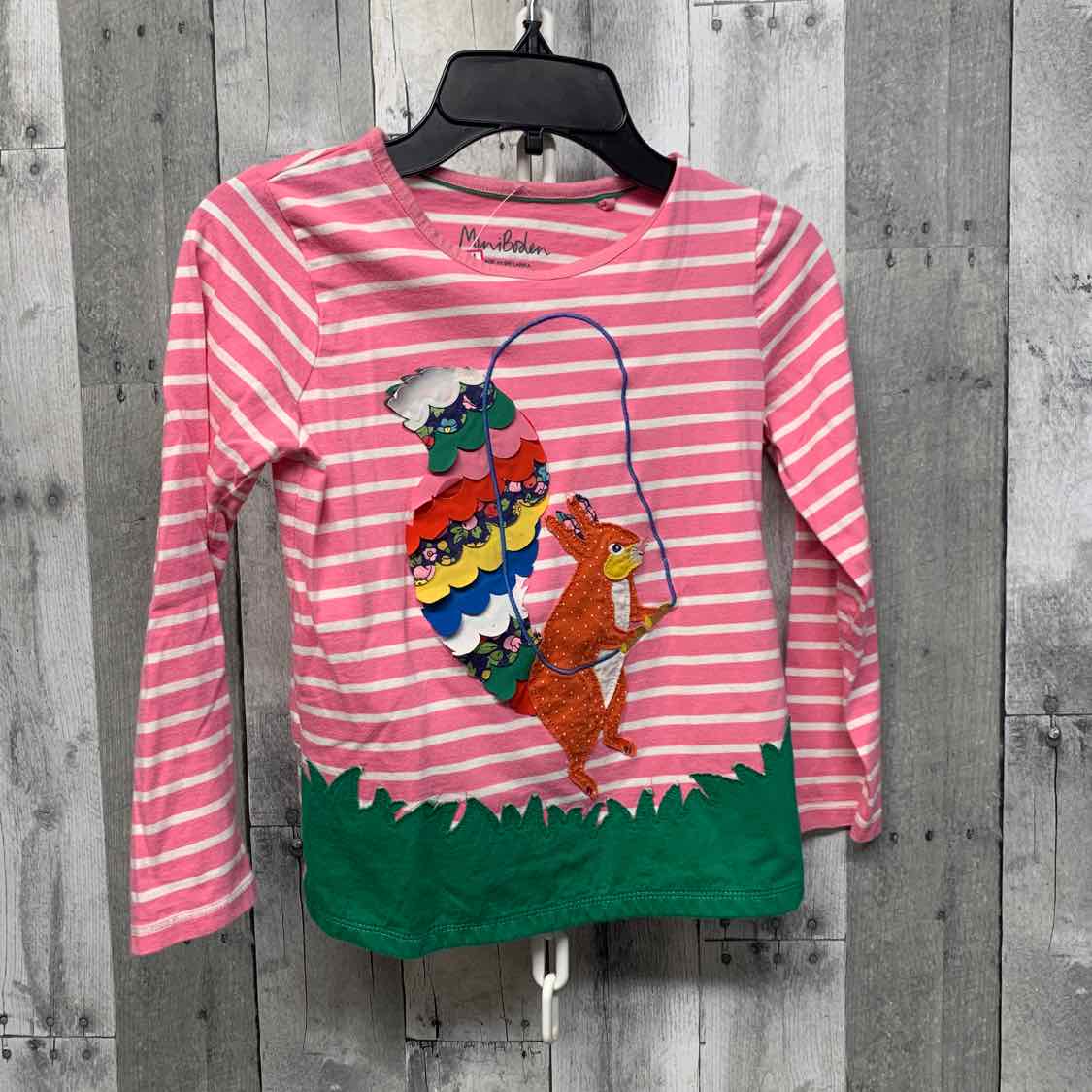 Size 7/8 Pink Striped Mini Boden Long Sleeve Shirt
