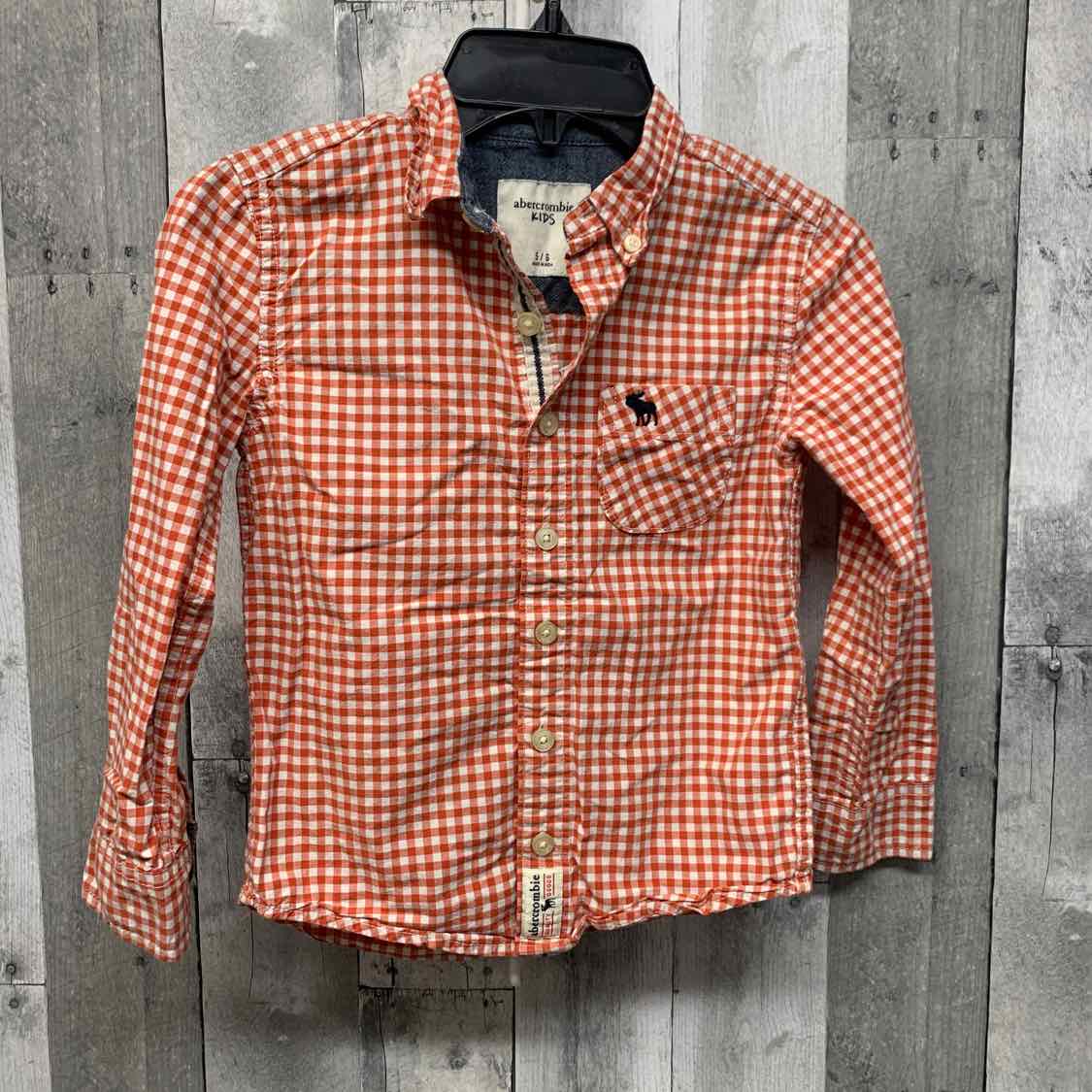Size 5/6 Red/White Abercrombie LS Button Up