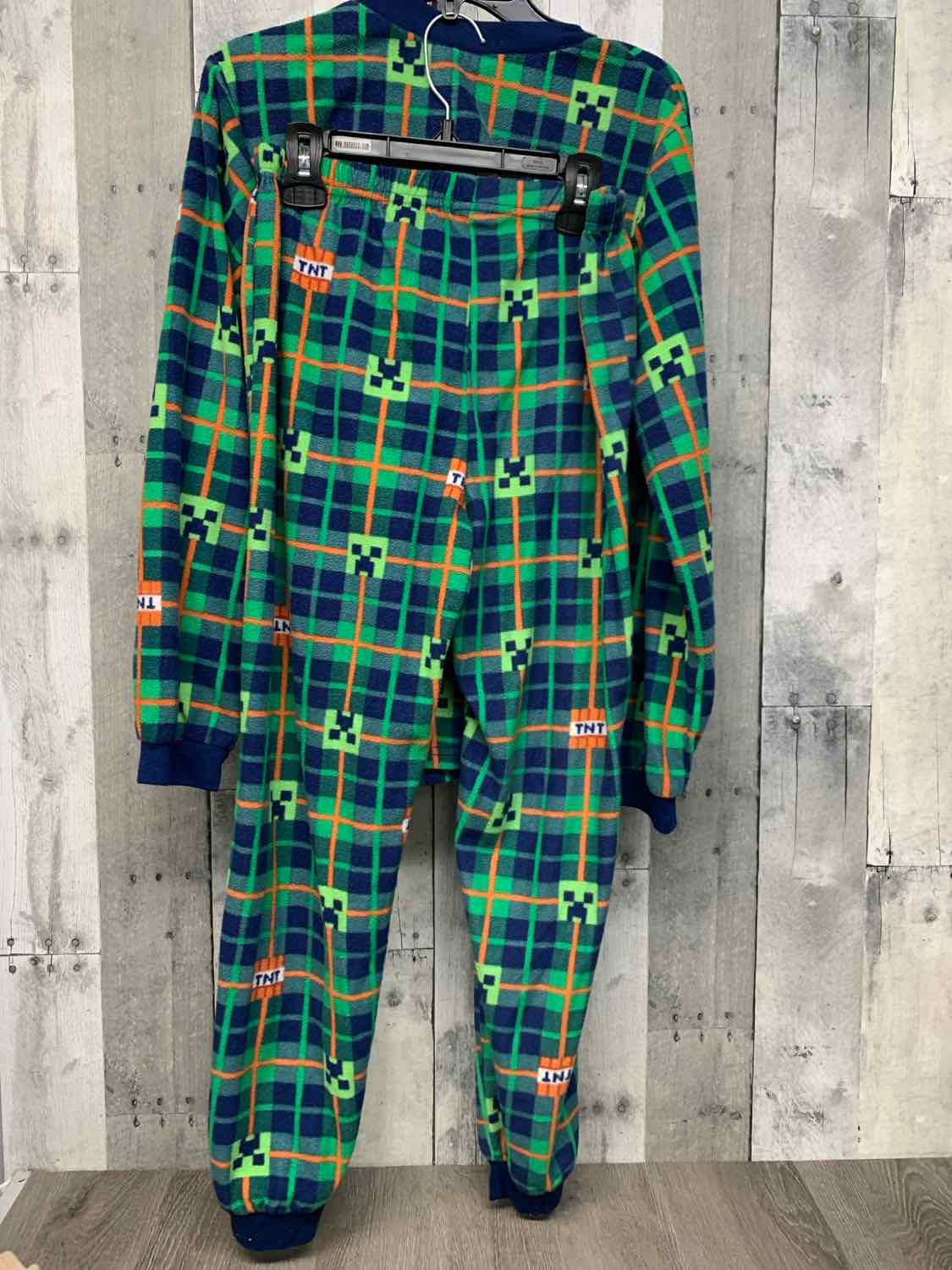Size 12/14 Green/Navy Minecraft 2pc PJs
