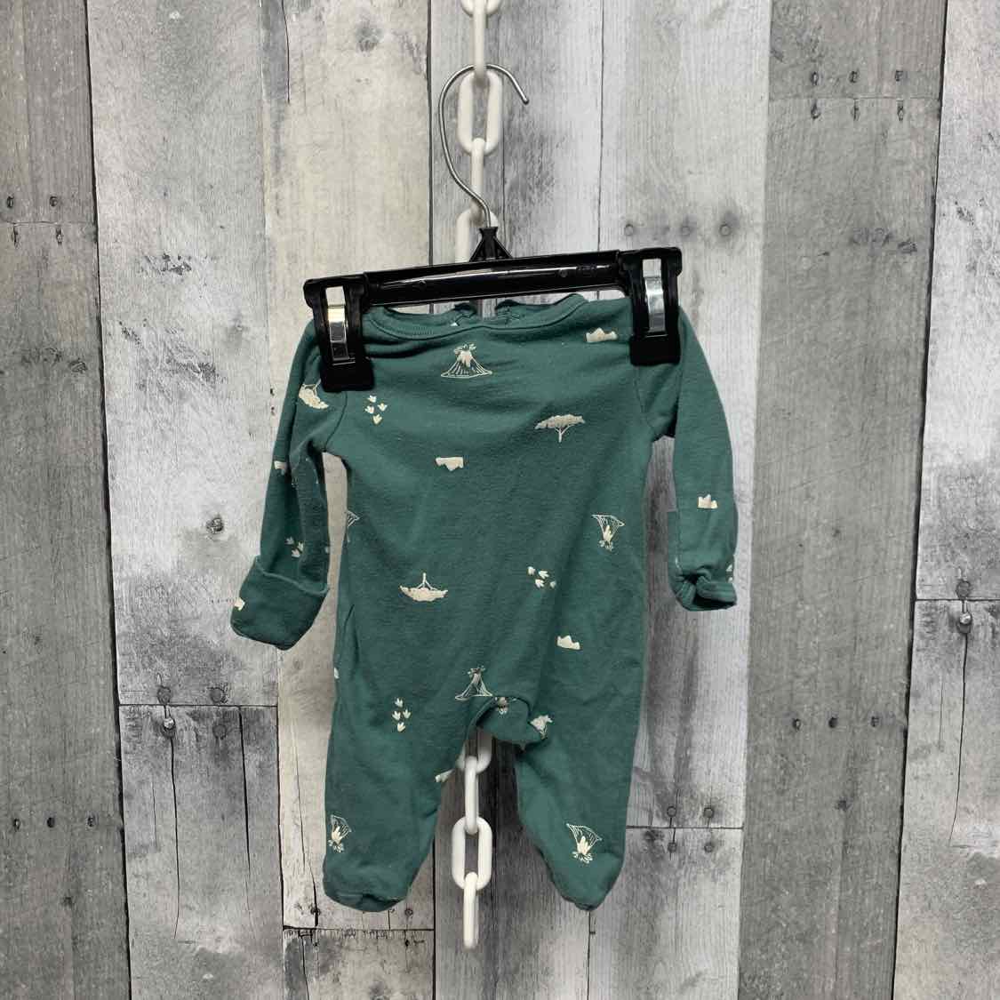 Size Preemie Green Print Child of Mine Footy PJs