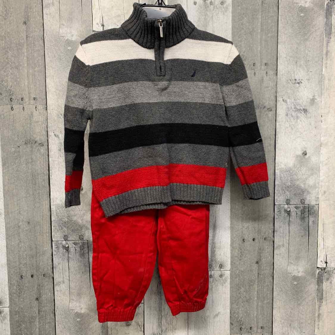 Size 24 Months Gray/Red Nautica Shirt/Pants