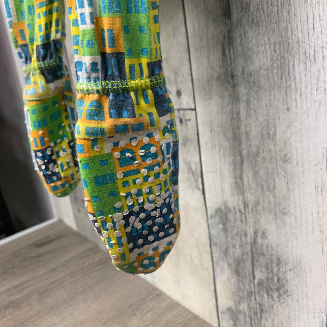 Size 3-6 Months Green/Blue Bamboo Footy PJs