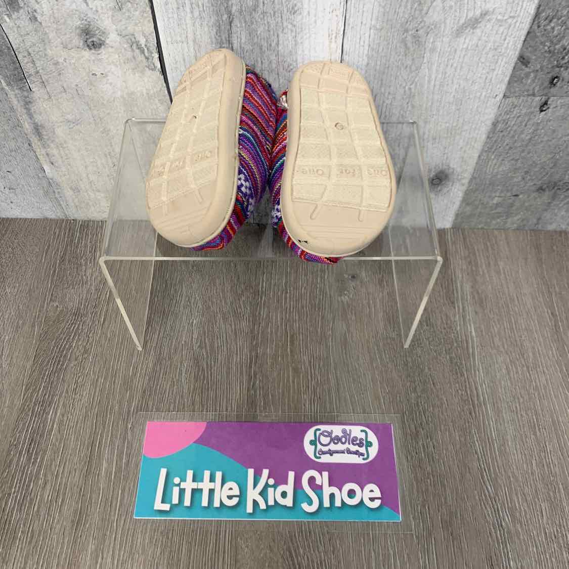 Size 3 Pink Striped Toms Sneakers