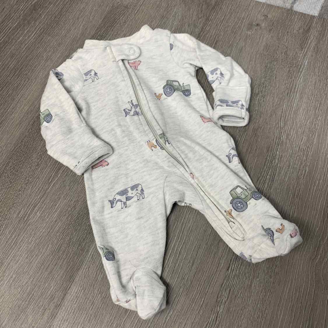 Size Preemie Gray Print Child of Mine Footy PJs