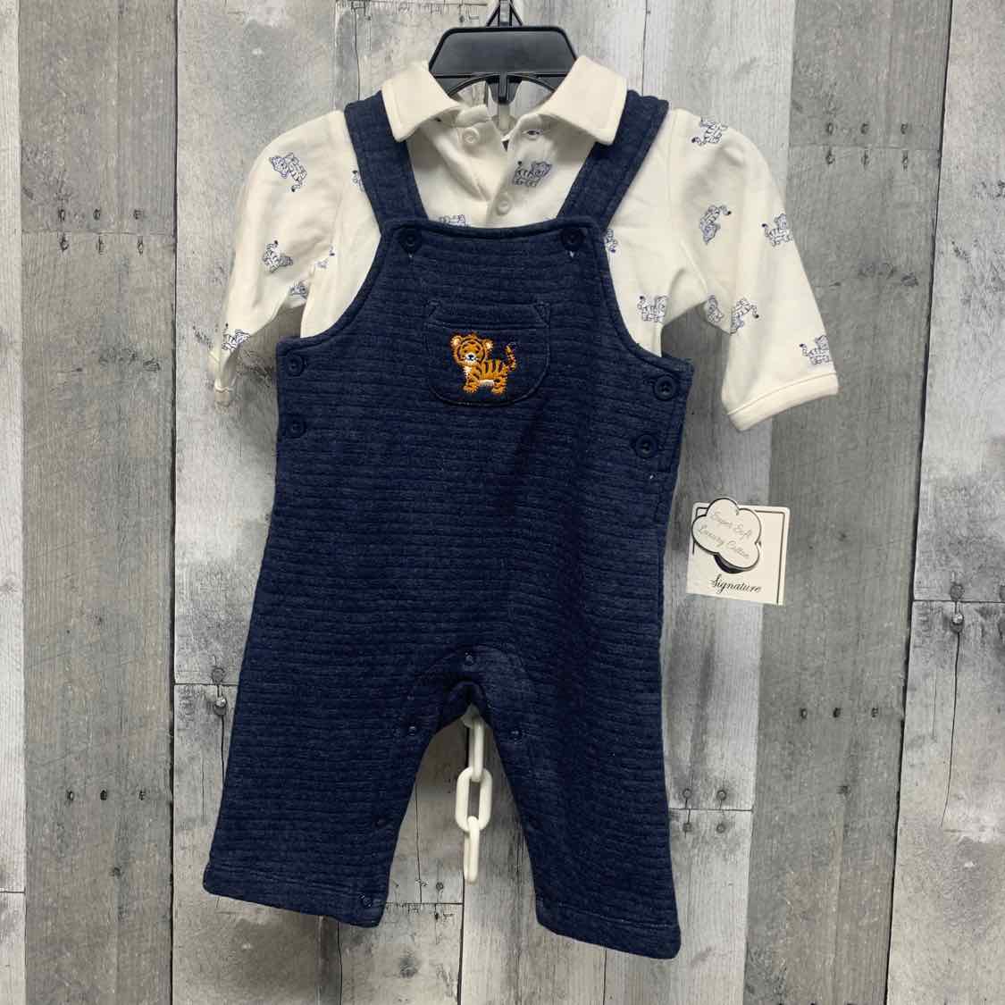 Size 3 Months White/Navy Little Me Shirt/Pants