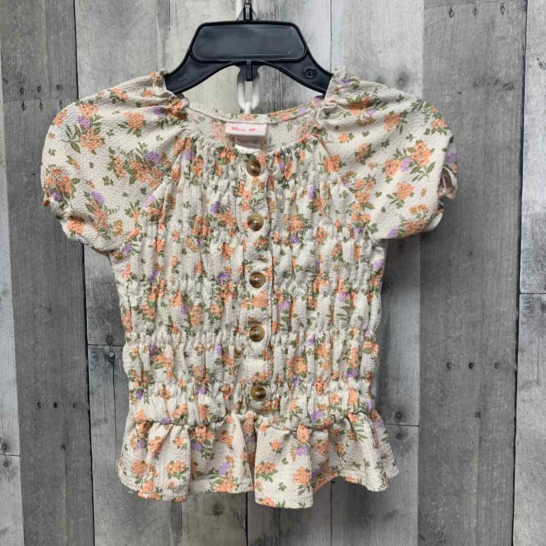 Size 6X Pink Floral Print Little Lass T Shirt - OodlesCB