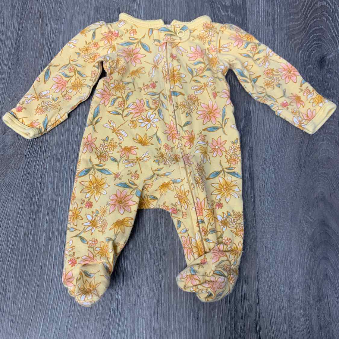 Size Preemie Yellow Floral Print Carter's Footy PJs