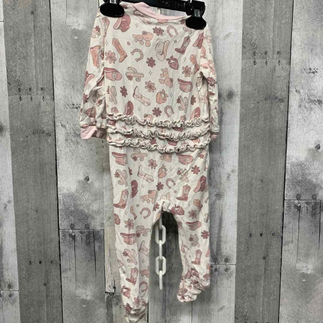Size 6-9 Months White/Pink Bamboo Footy PJs