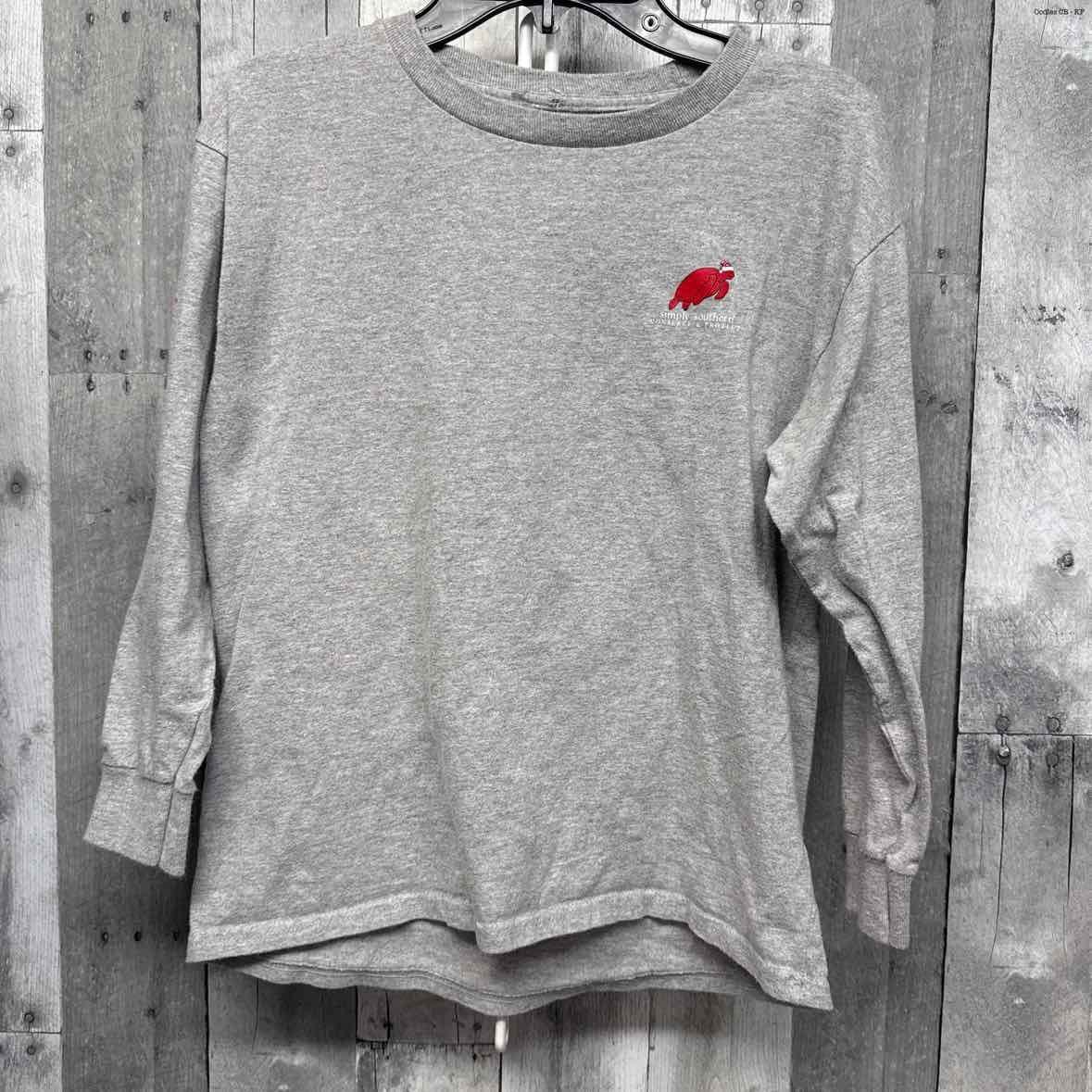 Size Medium Gray/Red Simply Southern Long Sleeve Shirt