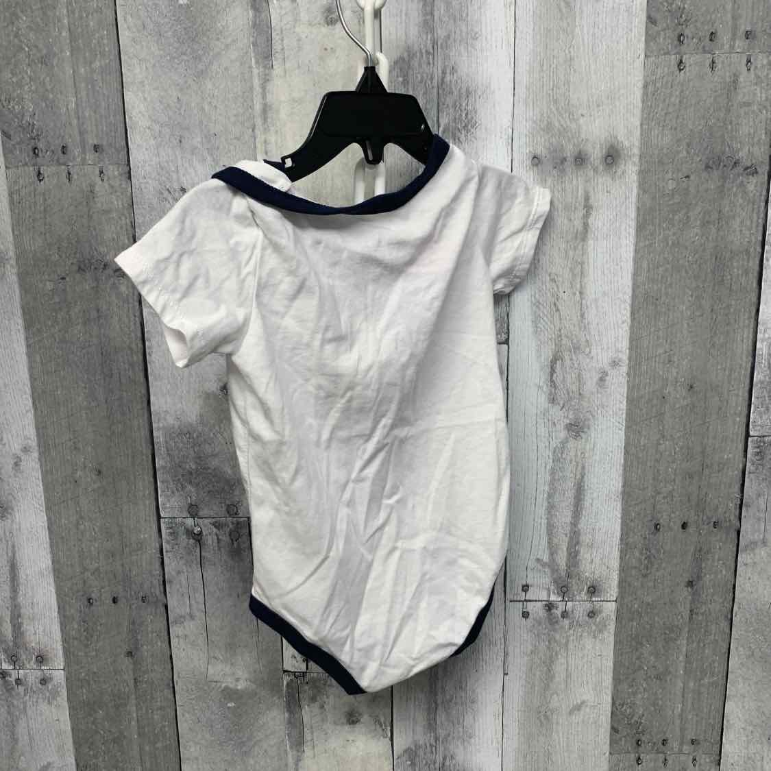 Size 18 Months White/Navy Sport Brand Bodysuit