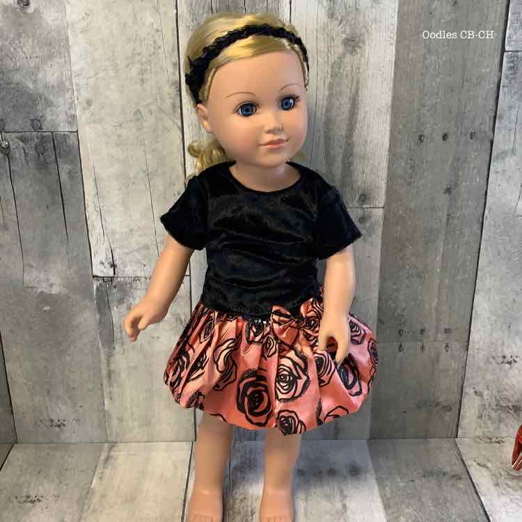 Black Shirt Coral/Black Skirt w/ Headband