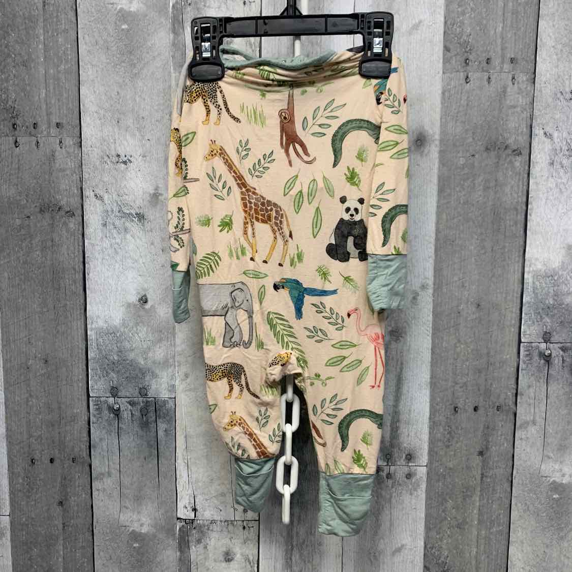 Size 0-3 Months Tan/Blue B Brand Footy PJs