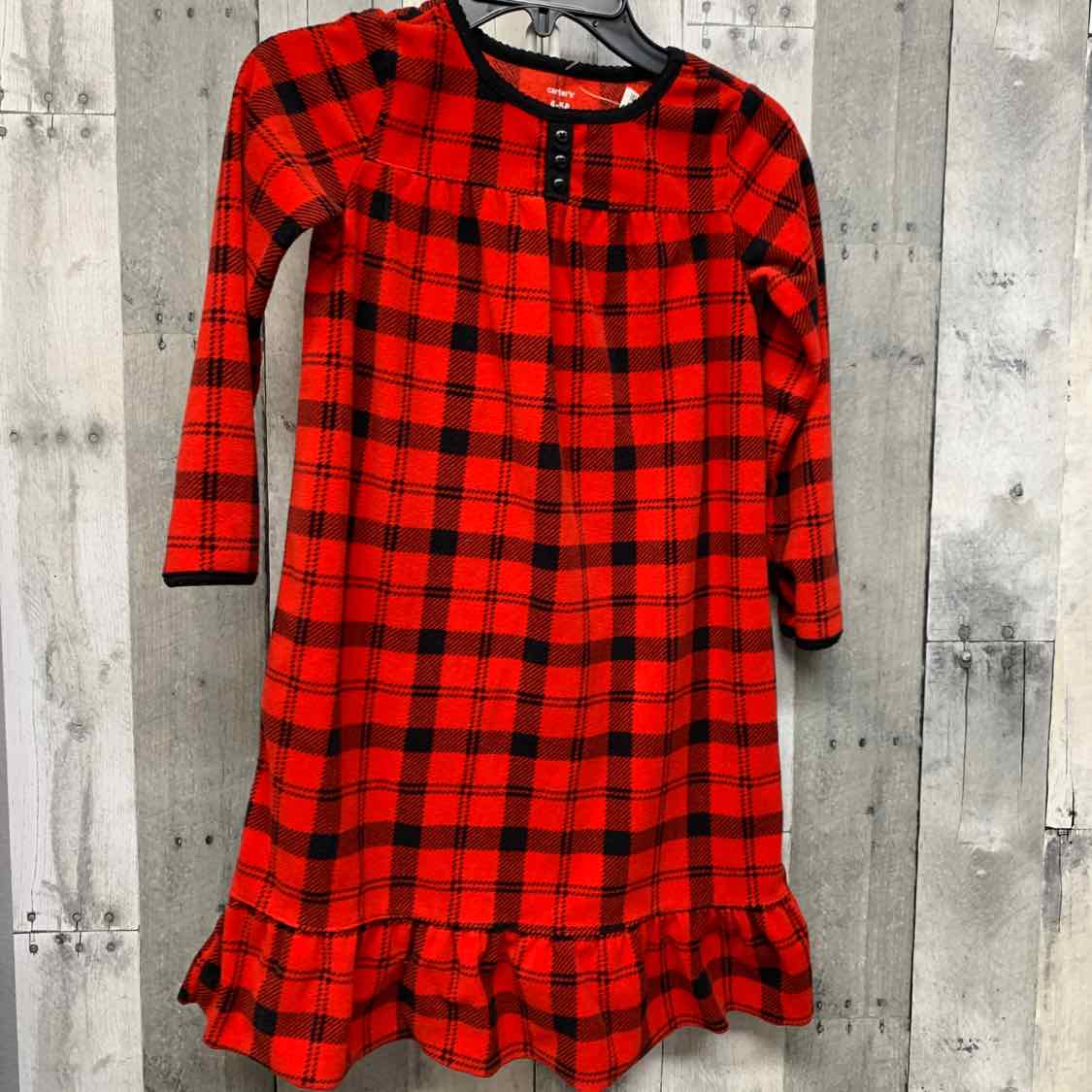 Size 4/5 Red Plaid Carter's Nightgown