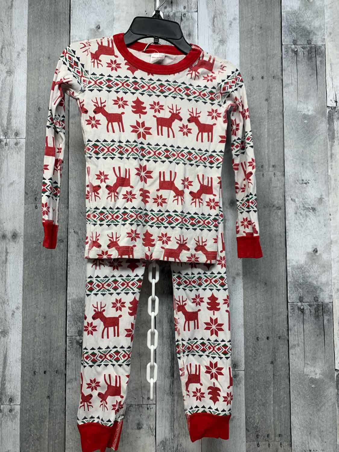 Size 6/7 Ivory/Red Hanna Andersson 2pc PJs