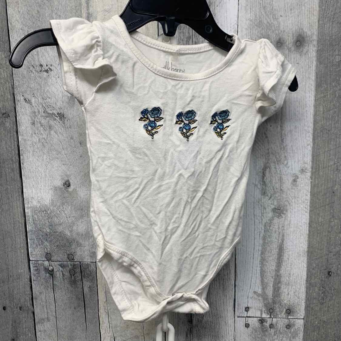 Size 0-3 Months White/Blue Mid Brand Bodysuit - OodlesCB
