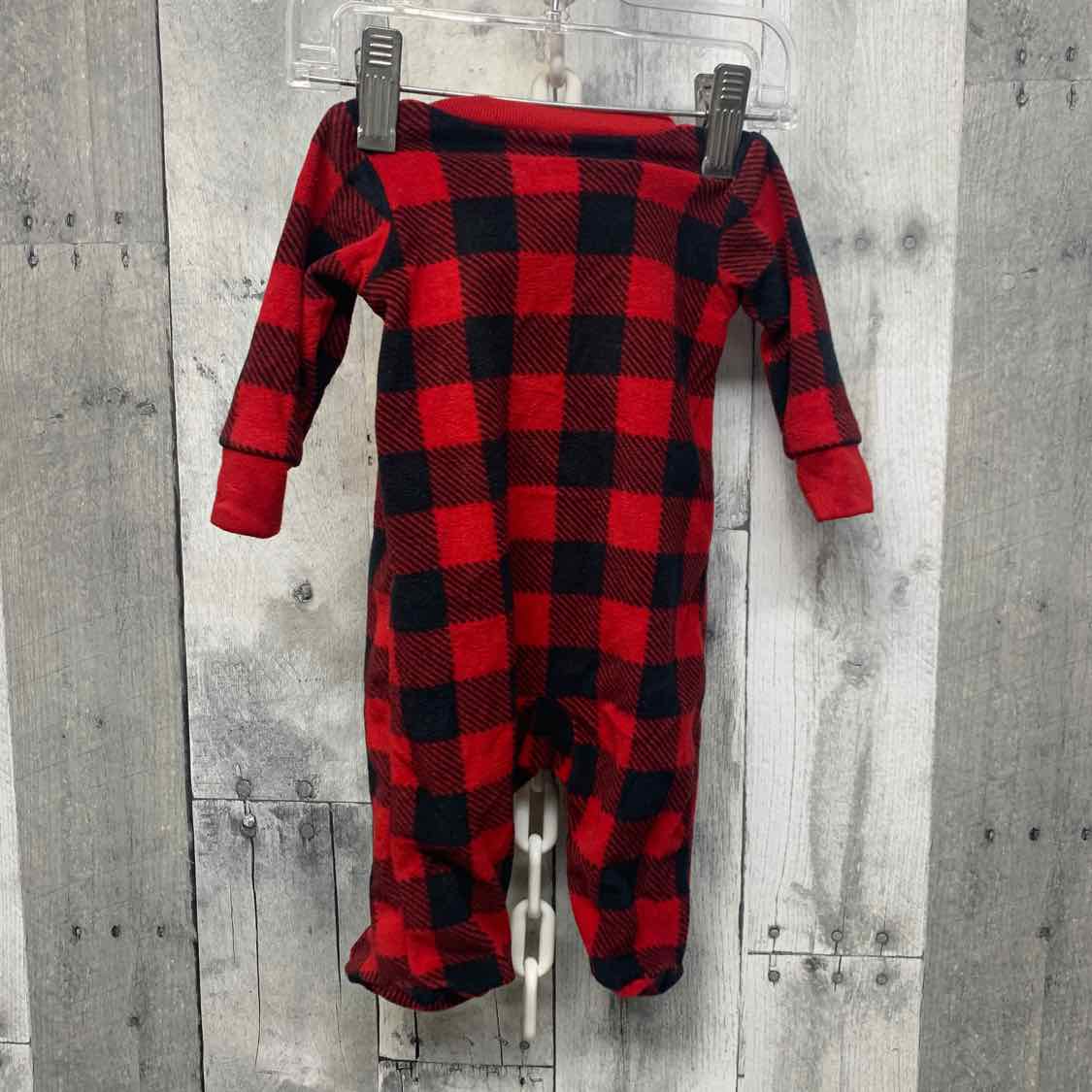 Size Newborn Red Plaid Child of Mine Footy PJs